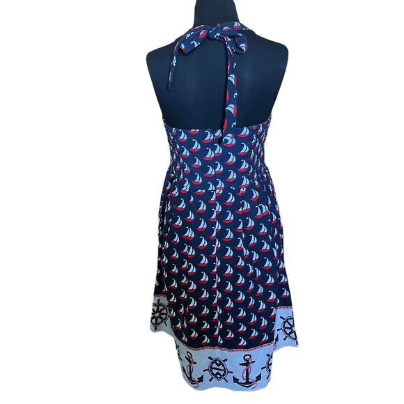 Postmark Anthropologie Dress Windward Nautical Navy Spring Fit & Flare 8 - Picture 5 of 12